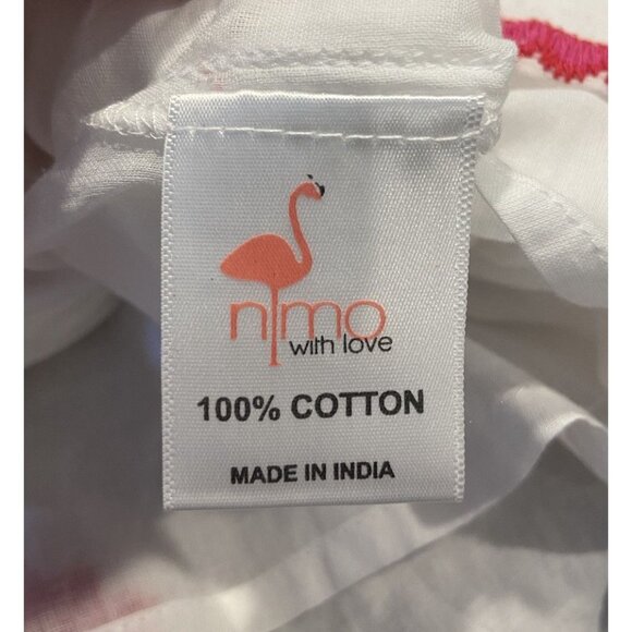 Nimo With Love Midi Dress Spaghetti Strap White Pink Red Embroidery Size Small - Picture 6 of 6